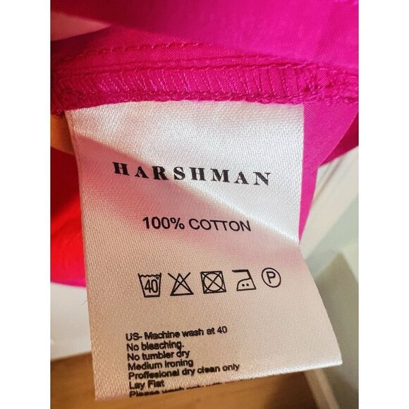 Harshman Maureen Tunic Cotton Poplin Top Fuchsia Medium Oversized $219 VNeck - Picture 9 of 9